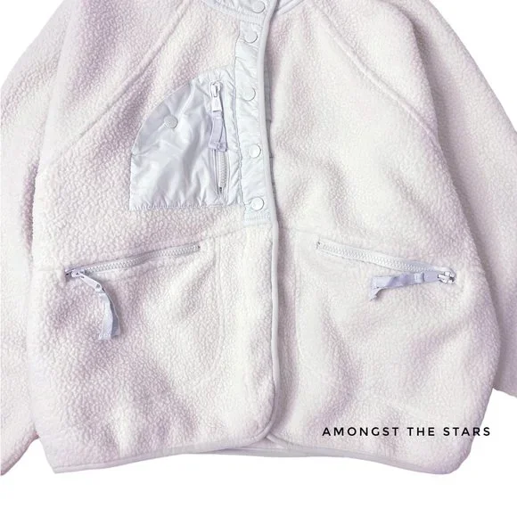 Free People Movement Hit The Slopes Salt Water Blue Grey Fleece Jacket - Picture 9 of 12